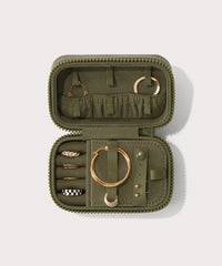 Frankie Jewelry Case in Dark Moss, Small